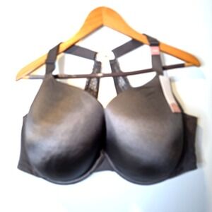 Lane Bryant Cacique 46DDD Smooth Boost Plunge Bra Dark‎ Gray
